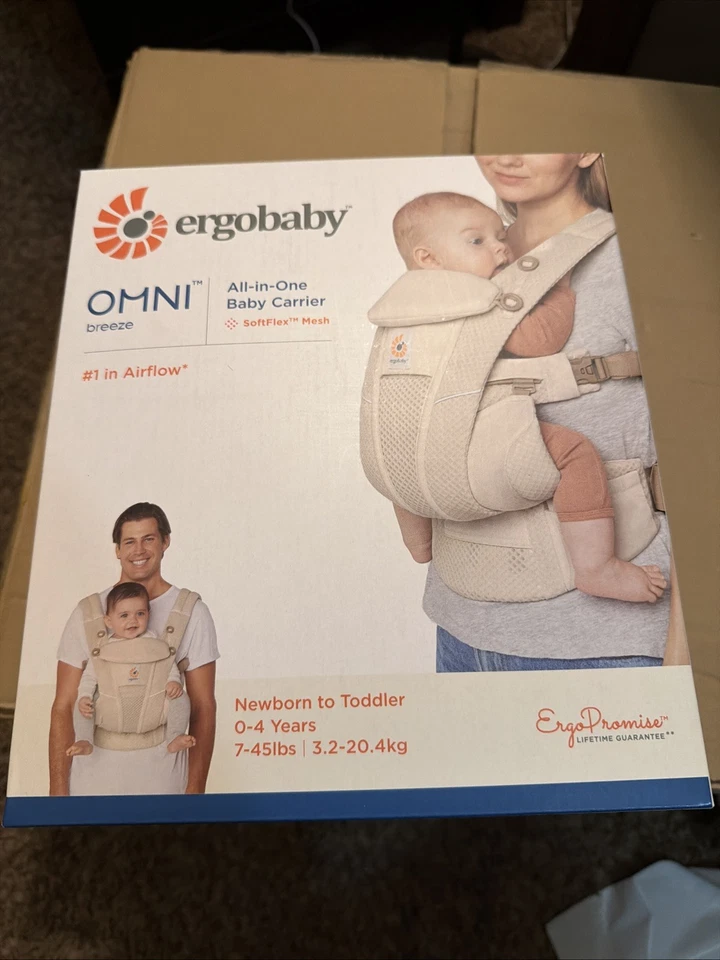 Ergobaby 婴儿背带一体 OMNI 微风柔软网眼 0-4 岁天然米色 — 第 2/4 张图片