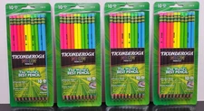 (4) Ticonderoga Neon #2 Sharpened HB Pencils 10 Pack School College Homework NEW