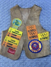 Vintage YMCA Indian Guides Vest Youth Small Brown Suede Camp Immokalee 70s