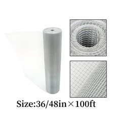 Hardware Cloth 1/4In 36/48" 100' Galvanized Chicken Wire Fence Welded Mesh Roll