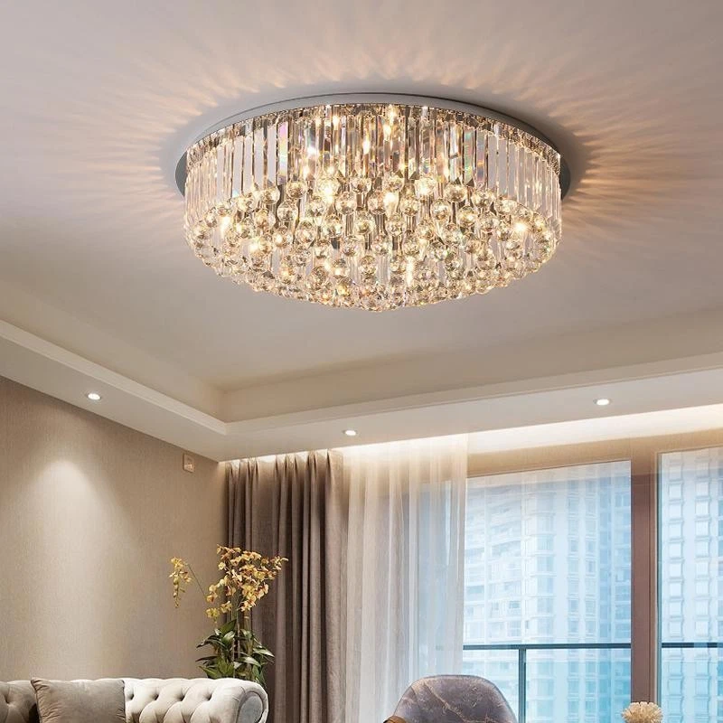 LED Crystal Ceiling Lamp Round Chandelier Hallway Living Room Bedroom Lighting - Image 2 of 4