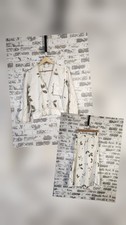 Boho Floral Vintage Jacket Skirt Set Size Small White Cottagecore Ruffle READ