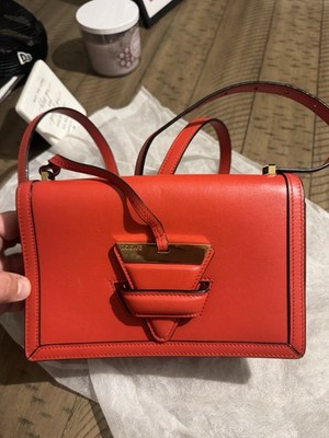 Loewe Red Crossbody Bag Gold Tone Hardware Adjustable Detachable Strap Small