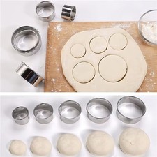 5PC Stainless Steel Round Biscuit Cutter Set Dumpling Pastry Mold Baking Tool UK
