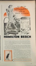 1941 Hamilton Beach Cylinder cleaner with magic fingers Vintage Ad 10 x 5 vacuum