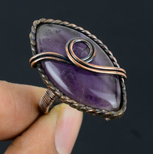 Amethyst Handmade Gemstone Copper Wire Wrapped Beautiful Jewelry Ring