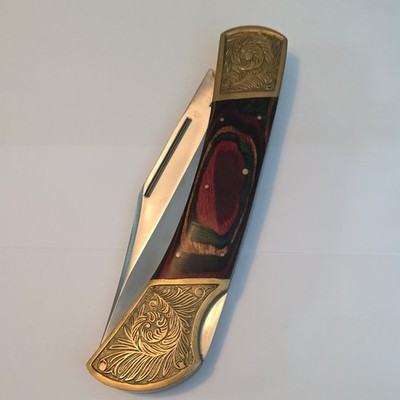 Frost Cutlery Frost 1-Blade Manual Lockback SS Clip Point Giant Knife Wood
