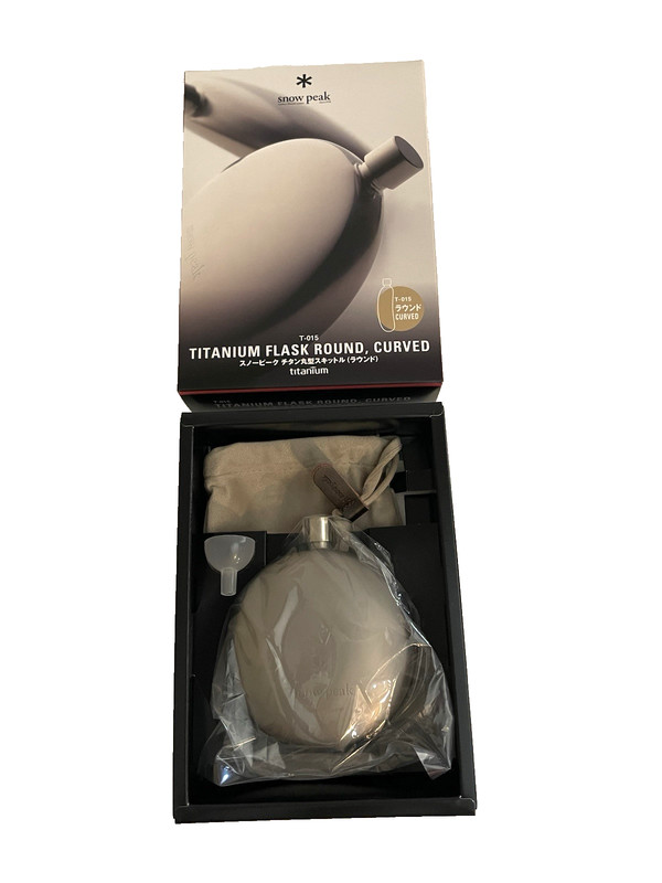 Snow Peak Titanium Round Curved Flask 190ml T-015 RARE NEW IN BOX Japan