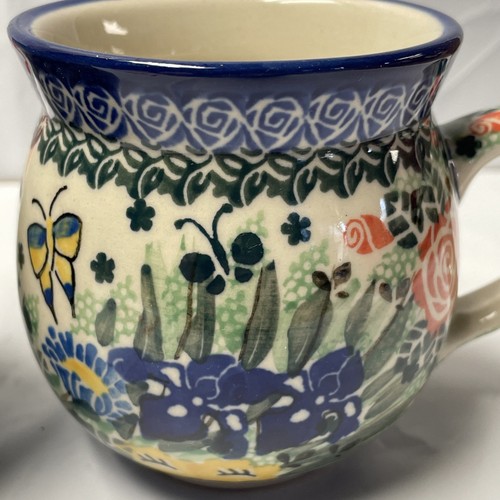 CERAMIKA ARTYSTYCZNA Floral Polish Bubble Mug 12oz Set Of 2 | Never Used | D12 - Picture 9 of 15