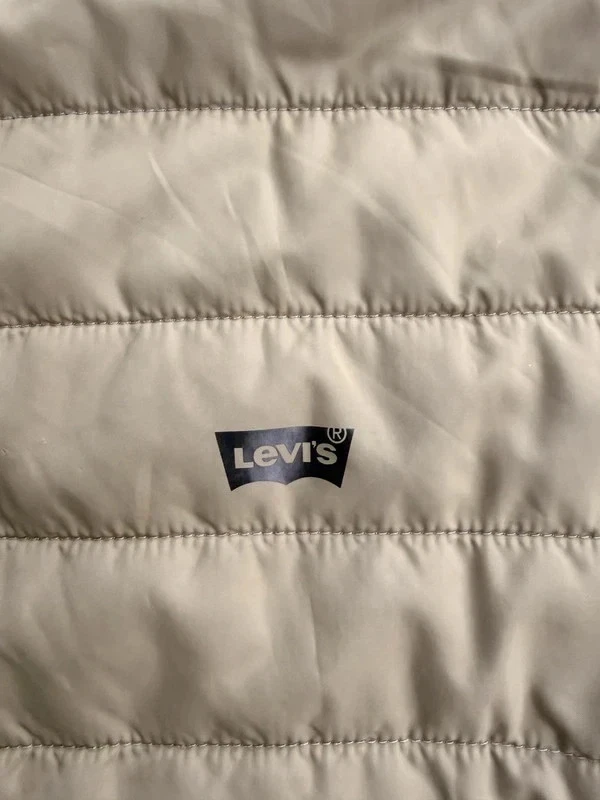 Levi's Quilted Puffer Jacket Mens Large Khaki Olive Green Lightweight Coat