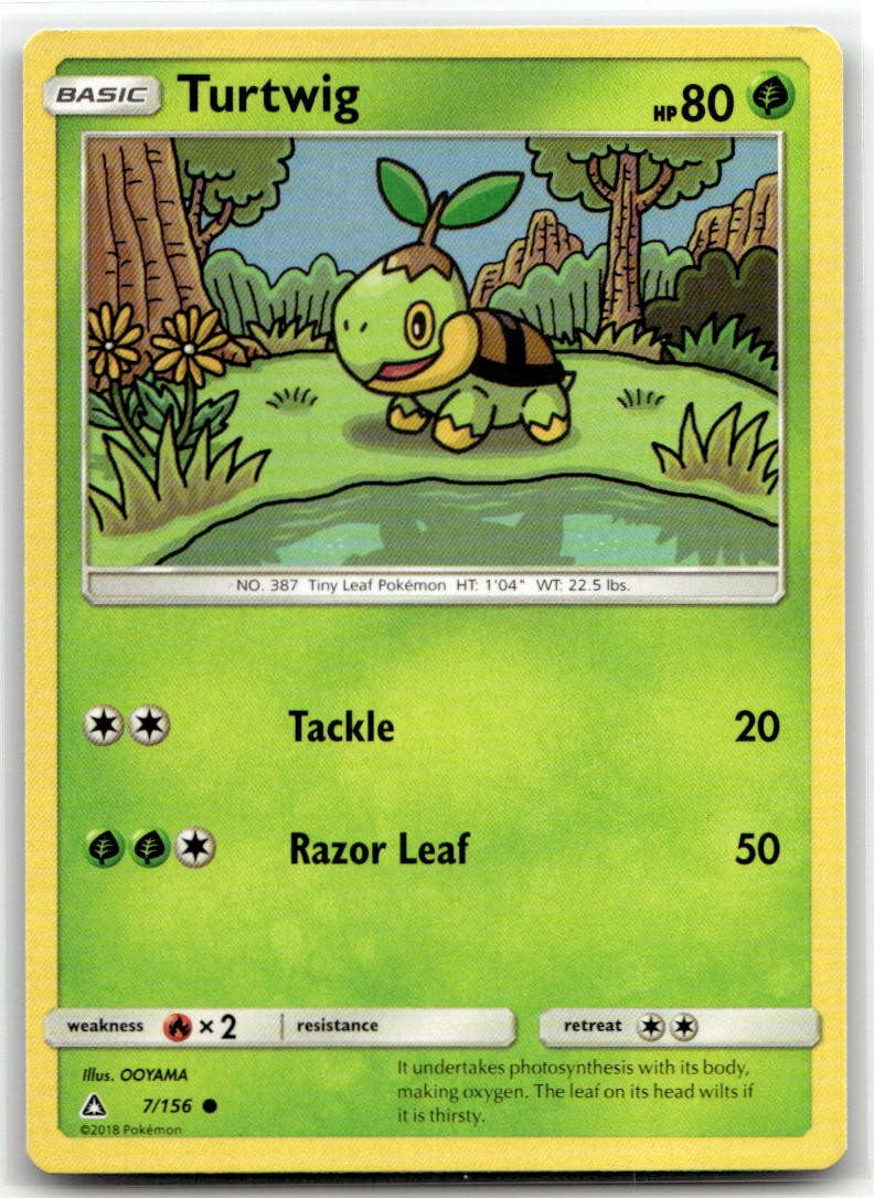 Turtwig (7) 7/156 Common SM - Ultra Prism Pokemon Near Mint