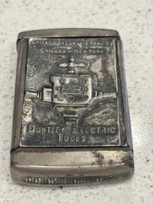 Antique Silver Plated Chicago Pneumatic Tool Co. Advertisement Pocket Match Safe