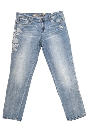 Seven7 Embroidered Floral Ankle Skinny Jeans light blue denim wash Women s 12