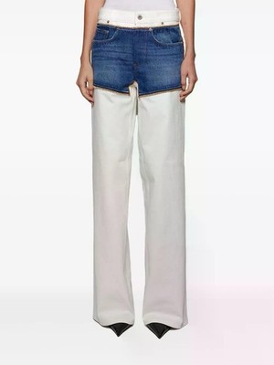 Jean Paul Gaultier Petit Grand Wide Leg Jeans in Ecru & Vintage Blue 29 $910