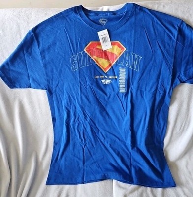SUPERMAN The Last Son of Krypton Adult XL Silhouette Blue T-Shirt DC Comics NEW