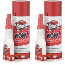 Kraken Bond WOW Marble&Granite Super Fast Adhesive + Accelerator 2 Pk (6.75oz)