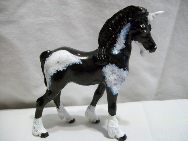 Horse Unicorn figurine pony ooak custom porcelain ceramic clay resin pinto draft