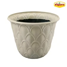 18.6 In. Cosette Large Textured Beige Resin Planter (18.6 In. D X 14.5 In. H)