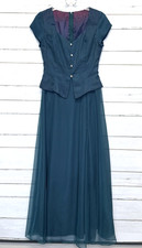 VTG Jordan Emerald Green Satin Formal Dress Maxi Gown Bridesmaid 80s 90 Size 5