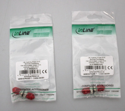 2 Stk InLine 89990B LWL Kupplung Simplex ST/ST Multimode Keramikhülse NEU