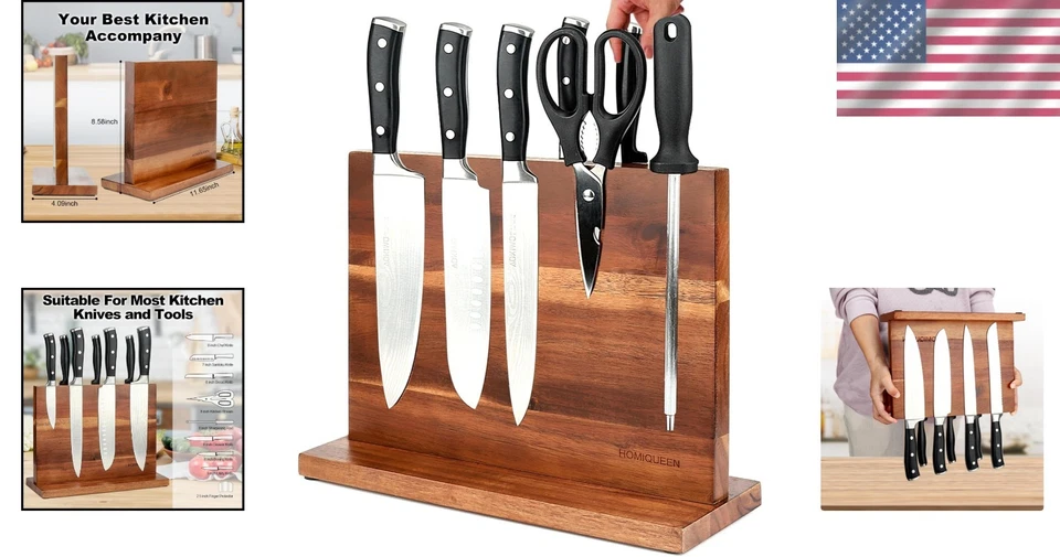 Magnetic Knife Block, Double Sided Magnetic Knife Holder Rack with Strong Enhanc - Image 2 of 4