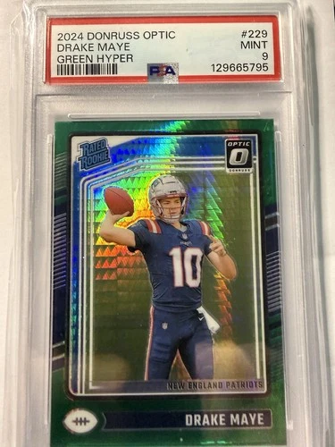 2024 Donruss Optic Green Hyper Prizm Drake Maye #229 PSA 9 MINT Rookie RC