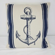 Nautical Throw Pillow Anchor Coastal Beach Spring In/Outdoor Home Decor