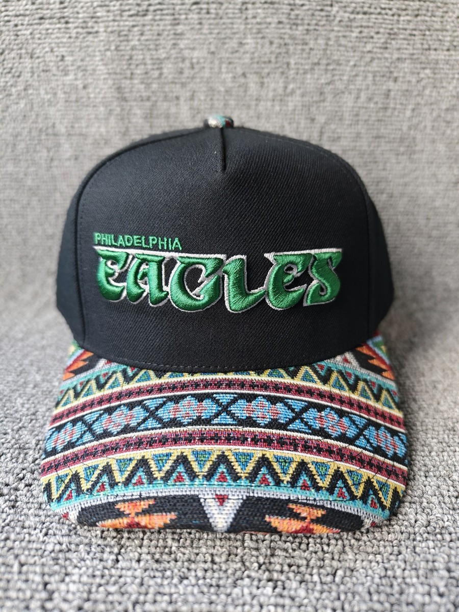 Mitchell & Ness Philadelphia Eagles Snapback Hat Black Geometric Brim New