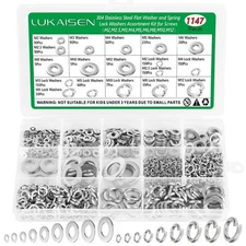 1147PCS Stainless Steel Lock Washer Set - Corrosion-Resistant Metric Assortment