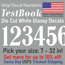 0-9 7-32" Test Book Font Vinyl Die Cut Decal Numbers White , 6Yrs Outdoor Film