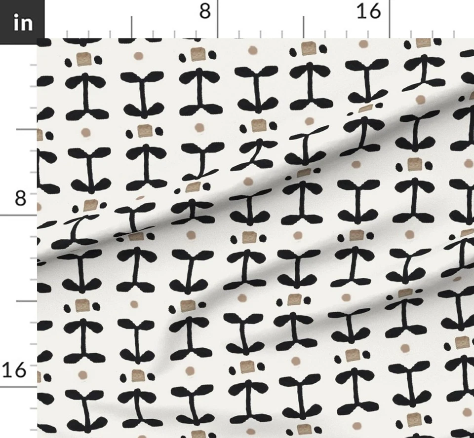 Mantel Estampado Abstracto Planta Geométrica Beige Y Blanco Diamante Botánico Foto 4 de 4