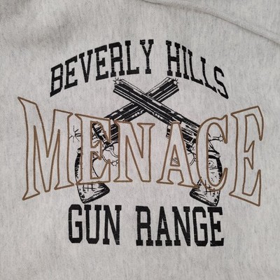 Vintage Beverly Hills Menace Gun Range Hoodie M 23x24 Champion