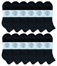 12 Pair of Men's Premium Cotton Quarter Ankle Sport Socks Size 10-13 Solid Black