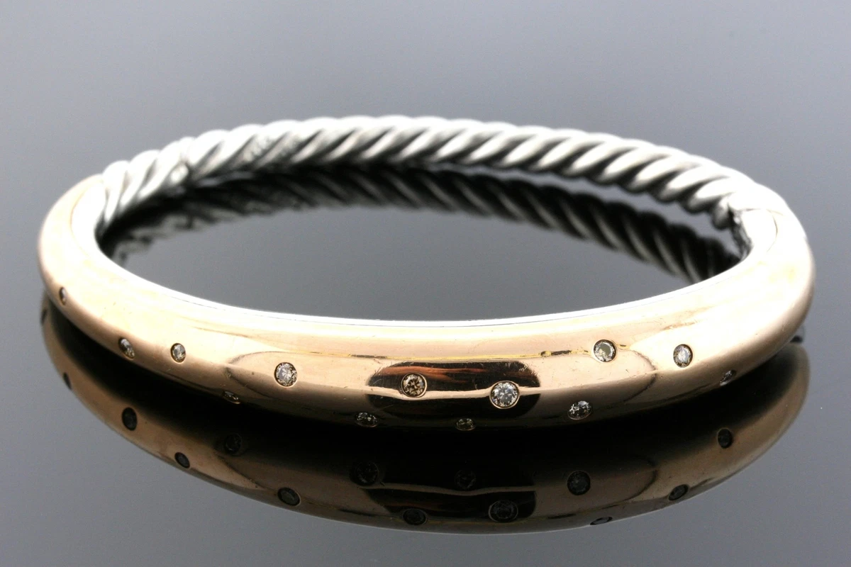 Estate David Yurman SS 0.07cttw Black/I1 Diamond Confetti Bangle Bracelet |  Walter Bauman Jewelers