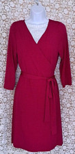 Forever 21 Dress Size L Pink Geometric Print 3/4 Sleeve True Wrap V-neck Lined
