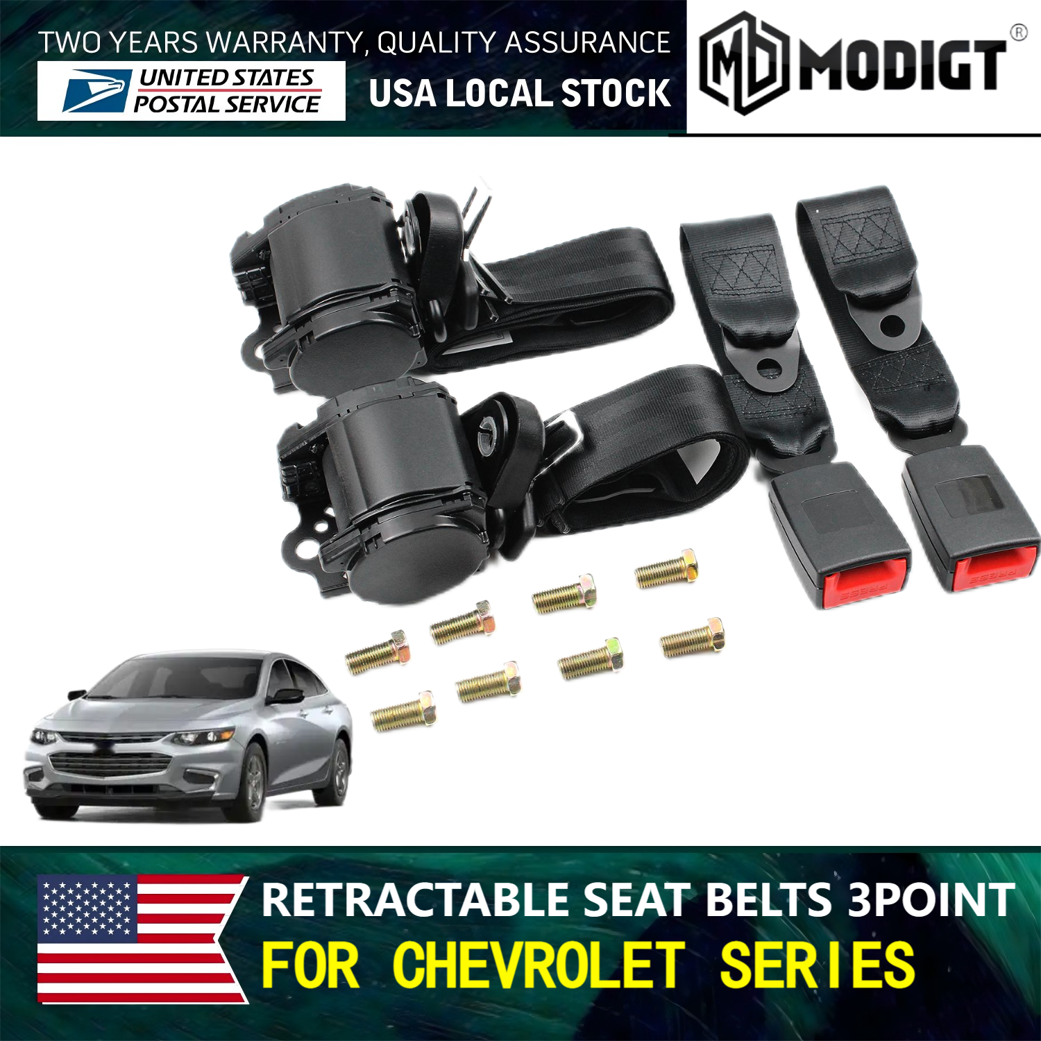3 Point Safety Adjustable Seat Belt Straps Car Vehicle Belt for Chevry Series