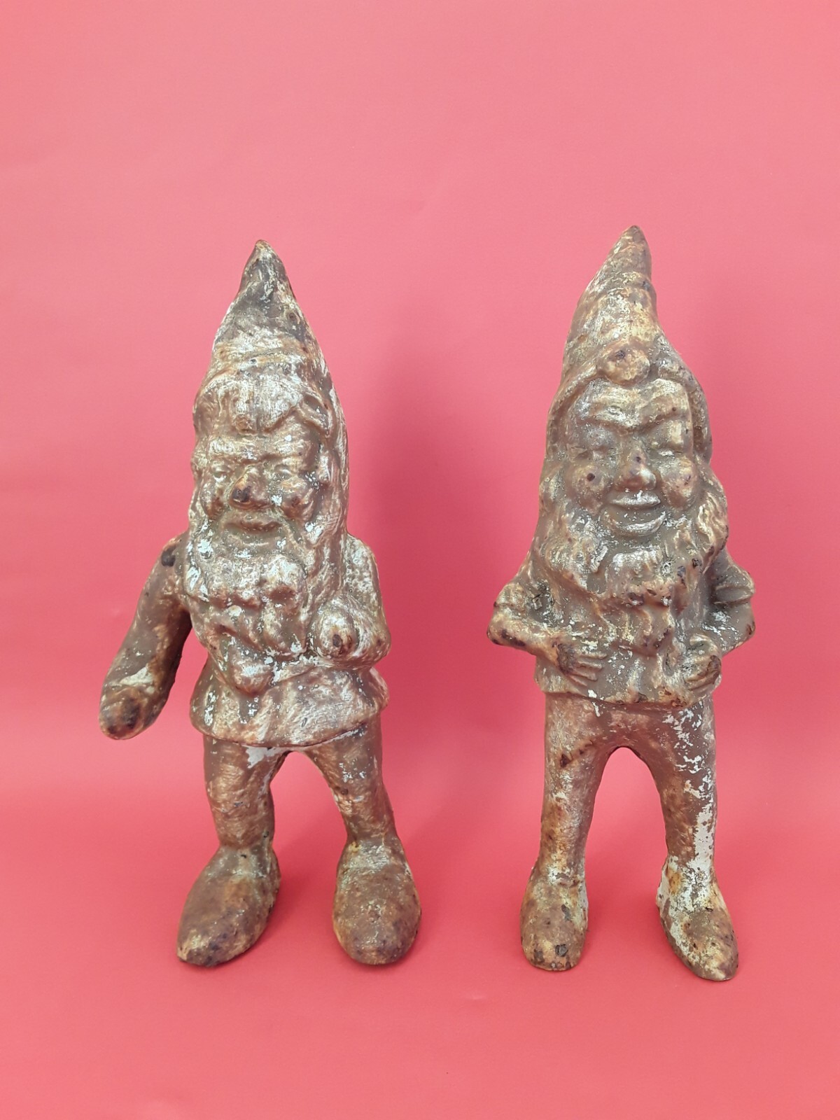 2 FANTASTIC Vintage Cast Iron Gnomes GARDEN, FANTASTIC PATINA eBay