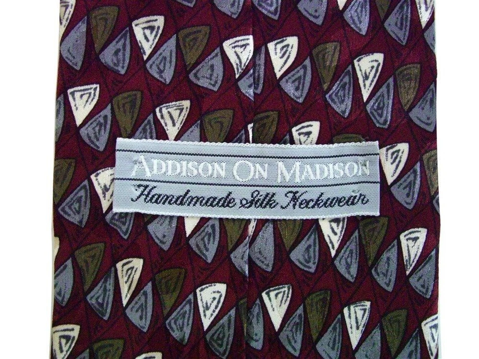 Addison On Madison Men's Silk Novelty Neck Tie Burgundy Red Wide 4" x 57" - Image 2 of 2