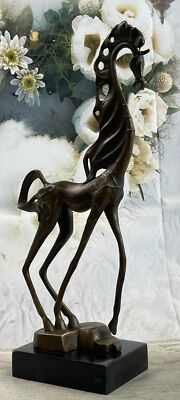 Signed Salvatore Dali Modern Art Abstract Horse Bronze Sculpture Marble Figurine