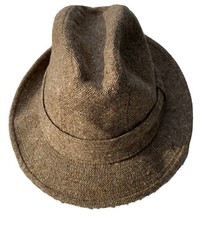 STETSON CHALLENGER Fedora Plaid Hat Sz 7 Herringbone Tweed mixed Wool