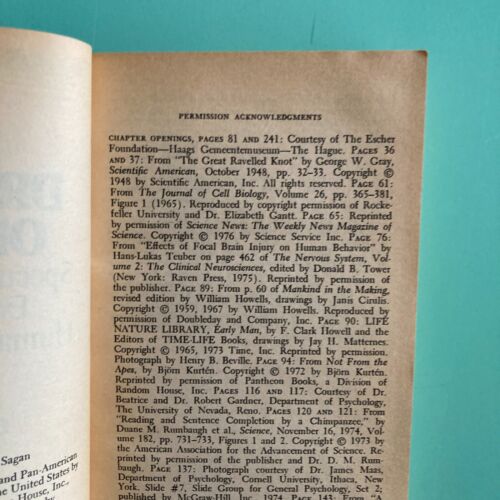 Carl Sagan Signed THE DRAGONS OF EDEN paperback book Aged Pages Cover Marks 1978 - Picture 11 of 11