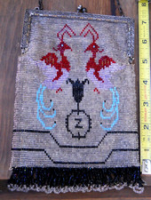 VINTAGE 1940'S WOMEN'S BEAUTIFUL BEADED HAND PURSE 7" TALL X 5" WIDE SOLD AS IS