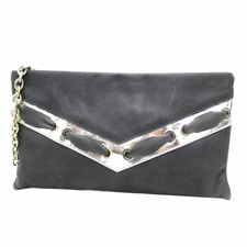 Borsetta donna borsa clutch a mano da sera cerimonia pelle Annaluna 183 blu