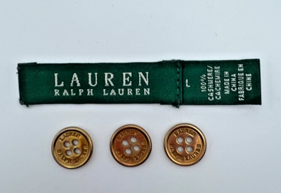 Lauren Ralph Lauren Logo Replacement Buttons Gold Metal 4 Hole Flat Set Of 3