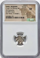 Ancient Greek Silver CELTIC GAUL SEQUANI 1st Century BC Quinarius Q.DOCI NGC XF