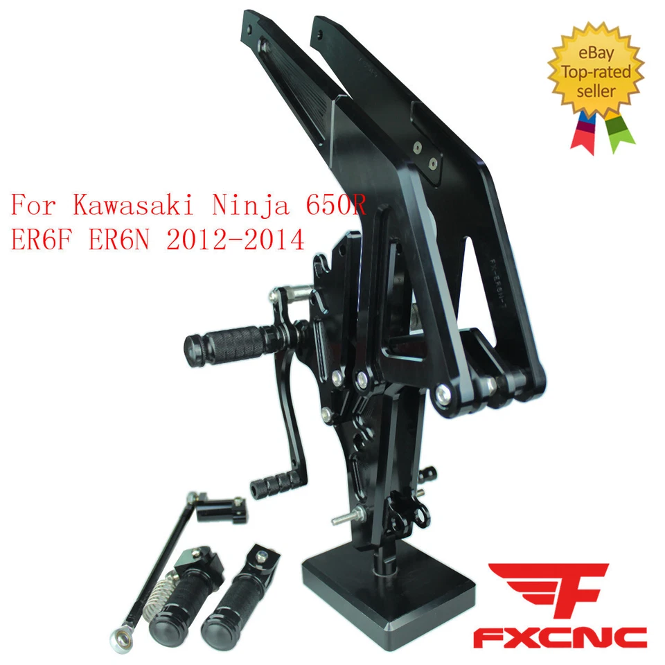 For Kawasaki Ninja 650R ER-6F ER-6N 2012 2013 2014 FXCNC Rearset Footpeg Pedals - Image 2 of 4