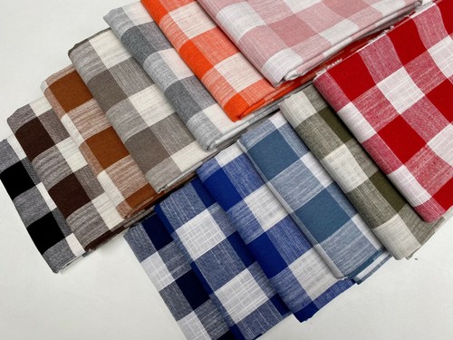Tela de lino a cuadros Gingham material a cuadros cheque búfalo 150 cm de ancho GRIS blanco - Imagen 7 de 7