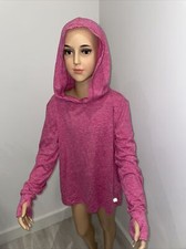 GapFit Girls Pink Hooded Athletic Pullover Hoodie Thumbholes Size L 10 12
