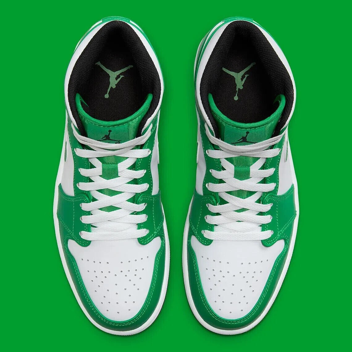 Air Jordan 1 Mid Lucky Green 🍀 White Retro Mens Shoes Air Jordan 1 Mid Lucky Green 🍀 White Retro Mens Shoes