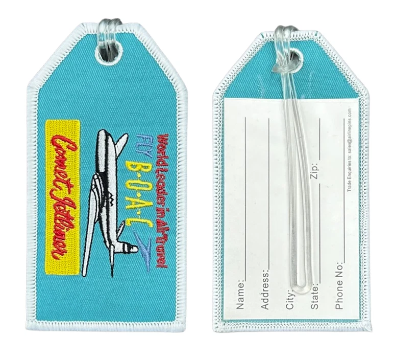 13218 BOAC BRITISH OVERSEAS AIRWAYS RETRO AVIATION EMBROIDERED LUGGAGE BAG TAG